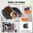 Happybuy Cat Tree for Indoor Cats, 68.5" Cat Tower with 2 Cat Condos, Sisal Scratching Post, Hammock, Top Perch, Jumping Platforms, Large Cat Furniture Activity Center with Hang Ball, Dark Grey