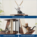 48.8" Wooden Cat Tree with Hidden Litter Box Enclosure & Storage Cabinet – 2-in-1 Cat Furniture with Scratching Post, Toy Balls, and Play Area for Indoor Cats