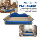 Royal Blue Sofa Shape Cat Scratcher, 19.9” Large 2-in-1 Cat Scratcher Lounge Bed, Sturdy Cardboard Scratching Board for Indoor Cats