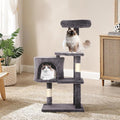 36" Multi-Level Cat Tree Tower with Scratching Posts, Toys & Condo - Space-Saving Design for Indoor Kittens, Compact Floor Footprint & Vertical Space for Multi-Cat Homes-Light Grey