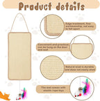 2 Pack Cat Door Toy 7.87"x19.69" Sisal Door Cat Scratching Mat with a Mouse Play Toys Double Use Hanging Scratcher Wall Floor Mount Kitty Scratching Pad for Indoor Kitten with Hemp Rope