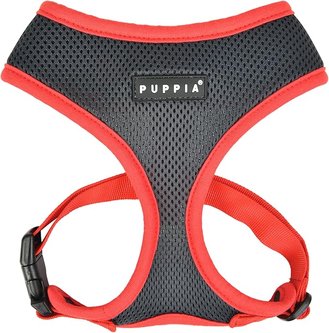 Puppia Soft Dog Harness II Mesh Over-The-Head All Season No Pull No Choke Walking Training Adjustable for Small & Medium Dog - Grey - XL