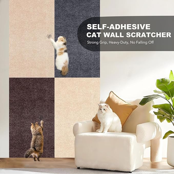 118"X15.8" Self-Adhesive Cat Scratching Mat, Couch Protector from Cat Claws, DIY Furniture Protector for Couch, Sofa, Wall & Door, Customizable Couch Scratcher from Cats Claws, No Residue (Grey)