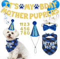 SCENEREAL Dog Birthday Party Supplies, Dog Birthday Bandana Hat Bow Tie Collar Set with Birthday Numbers, Pet Birthday Scarf Accessories Outfit Decorations for Boy Girl Medium Large Dogs