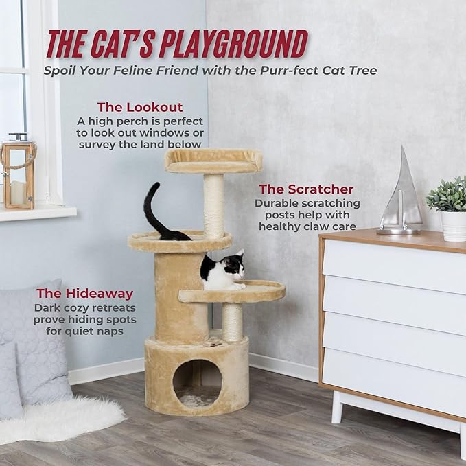 TRIXIE Pet Products Oviedo Cat Tree (Beige) Large (11 x 19 x 41 in.)