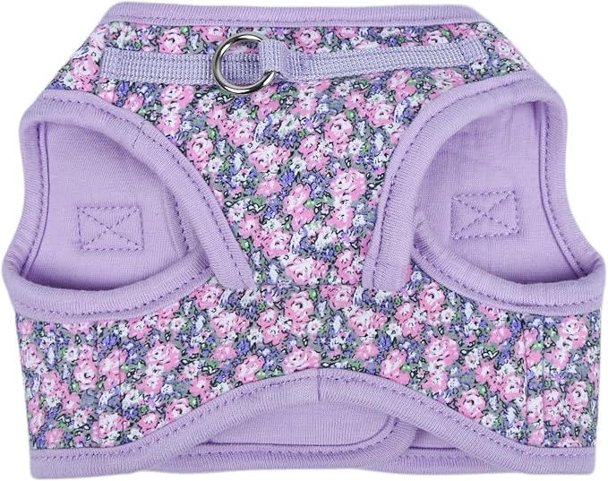 Puppia Kealoha Dog Vest Harness B (Step-in) Fashionable Flower Pattern Spring Summer Harness for Small and Medium Dogs, Violet, Small