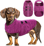 Queenmore Large Dog Sweaters, Soft Fleece Vest Pullover Dog Jacket with Leash Hole, Warm Winter Dogs Clothes Cold Weather Doggy Dachshund Sweater for Large Dogs Cats Boy or Girl (Cationic Berry, L)