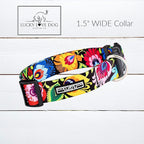 Lucky Love Dog Wide Dog Collar - Adjustable, Durable, Soft Webbing, & Comfortable 1.5 inch Wide Collar for Dogs Male and Female with Strong Buckle - Blackbird, Medium