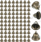 100 PCS Craft Bells Bronze Jingle Bells 1.5" X 1.7" Vintage Brass Color Mini Bell with Spring Hooks for Wedding Doors Dog Collar Jewelry Sewing DIY Favor Dog Potty Training