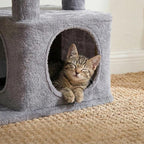 Multi-Level Cat Tree for Indoor Cats, Cat Tree Tower with Big Cat Hammock, Indoor Climbing Activity Tower with Scratching Posts, Grey