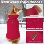 Dog Winter Coat, Waterproof Warm Dog Jackets for Large Dogs Boy, Adjustable Pet Vest Windproof Cold Weather Clothes Dogs Snowsuit with Leash Hole, Red XX-Large