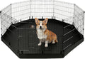 PJYuCien Dog Playpen with Bottom Pad - Metal Foldable Exercise Pen, 8 Panels 30" H x 24" W Indoor Outdoor Pet Fence Puppy Crate Kennel, Black