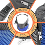YUDODO Pet Sling Carrier for 2-5 lbs Small Dogs & Cats – Hands-Free Puppy Carrier with Safety Hook, Large Zipper Pocket, Soft Breathable Mesh, Adjustable Strap & Reflective Strip (Blue 1.0 S)