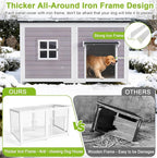 59" Outdoor Dog House with Insulated Liner, Extra Large Breed Dog Kennel, Keep Warm in Winter Outside, Easy to Install Heated Anti-Chewing Metal Frame Design for Small Medium Large Dogs