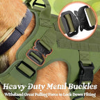 rabbitgoo Tactical Dog Harness for Large, Heavy Duty Pet Harness with Handle, No-Pull Service Vest Large Breed, Adjustable Military Dog Vest for Training Hunting Walking, Green, L