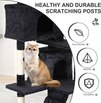 70" Multi-Level Cat Tree Tower with Scratching Posts, Toys & Condo - Space-Saving Design for Indoor Kittens, Compact Floor Footprint & Vertical Space for Multi-Cat Homes-Dark Grey