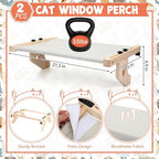 Pinkunn 2 Set Cat Perch for Window Sill Cat Window Hammock Seat for Kittens and Pets Easy to Adjust & Assemble Pet Bed for Windowsill, Bedside, Drawer and Cabinet(Gray)