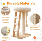 Modern Cat Tree Small Tower with Scratching Post for Indoor, Multifunctional Corner Cat Tree Tower with Bed, Cat Climbing Ladder, Dangling Ball,Interactive Rope,Scratching Post