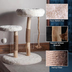 Habitat Haven The Oasis Cat Tree - Luxury Cat Condo, Modern Indoor Tower with Faux Fur Bed, Scratching Posts, and Toy for Cats, 23.5-Inch Width x 18-Inch Depth x 28.5-Inch Height