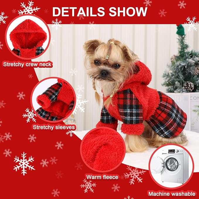 Dog Hoodie Dog Sweater Puppy Clothes for Small Dogs Boy Girl Pet Hoodies for Dogs Cold Weather Doggie Coats Fall Doggy Sweatshirt for Chihuahua Yorkie Cat Sweater Costumes, Red, M