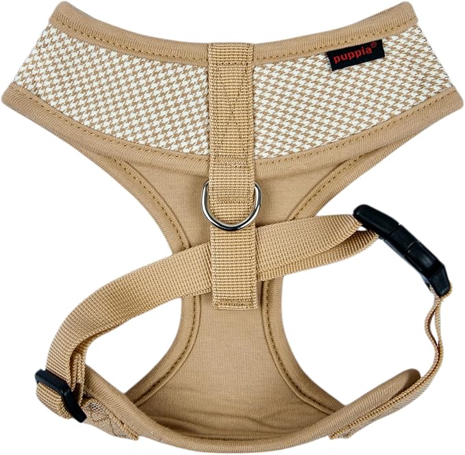 Puppia Amatus Dog Harness A (Over-The-Head) Fashionable Houndstooth Pattern Spring Summer Harness for Small and Medium Dogs, Beige, Large