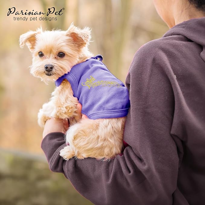 Parisian Pet Dog Shirt – 100% Cotton Shirts for Small Dogs – Sleeveless Spoiled Rotten Puppy Clothes – Lightweight and Breathable Dog Apparel – Funny Dogs Clothes - Stretchy Purple Pet T Shirts