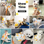 Cute Dog Dress Small Dog Clothes for Girls Female Puppy Outfits Yellow Lemon Pet Summer Clothes Bowknot Doggy Cat Princess Dress Harness for Holiday Birthday Party Costume Clothing(Yellow,M)