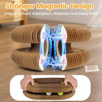 Upgraded-Magnetic Magic Organ Cardboard Cat Scratcher Toy with 2 Balls for Mental Physical Exercise, Multi-Shape Interactive Cardboard Cat Toy for Indoor Cats Flip with Fun, Brown/Gray,M, 1PCS