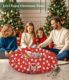 Pawaboo Cat Tunnel Bed Under Christmas Tree, 35.4'' Christmas Cat Toy Circle Tunnel with Ball, Cats Tunnels Christmass Tree Skirt Decorative Festive Foldable Kitty Tube Tunnels for Cats(Red Snowman)