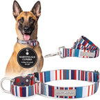 Lucky Love Dog Martingale Dog Collar & Leash - Adjustable, No-Slip, Durable, Comfortable, Soft Webbing, & Stylish Patterned Collar & Leash Set for Male and Female Dogs - Linus Combo, Large