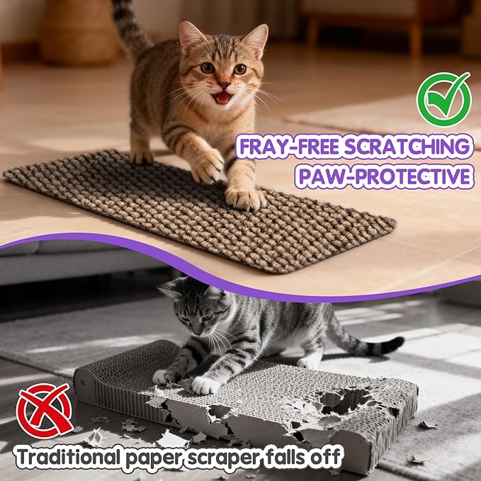 Wall Cat Scratcher for Indoor Cats,19.6x9.8”Corner Cat Scratcher,Cat Scratch Pad Furniture Protector for Door & Wall,Couch, Durable Cat Scratching Board Easy Mount (Deep Brown, 19.6”x9.8”)