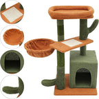 Cat Tree, 30.3in Cat Scratching Climbing Frame, Cactus-Shaped Cat Tree, Double Condos, Scratching Posts, Floor Mount, Soft Surface for Families, Pet Stores, Cat Houses,