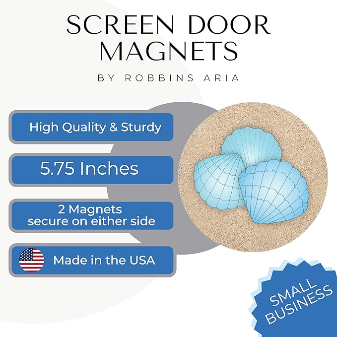 Screen Door Magnets Double Sided – Keep People, Kids, and Dogs from Running into The Screen Door - Robbins Aria Blue Shell