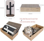 4 Pcs Cat Scratcher Wall Mounted Scratch Pad +Cat Scratcher Box Door Cat Nail File Scratcher for wall Modern Cute Cardboard Vertical Cat Scratching Post, Furniture Protector