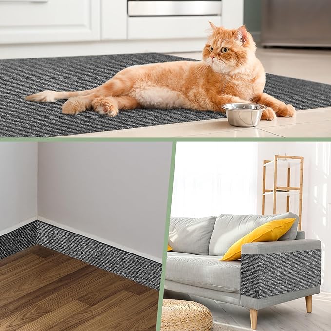 Cat Scratch Furniture Protector 78.7"x15.8" - Adhesive & Trimmable Cat Scratch Protection Mat to Shield Sofa, Couch, Wall, Cat Tree Post from Claws