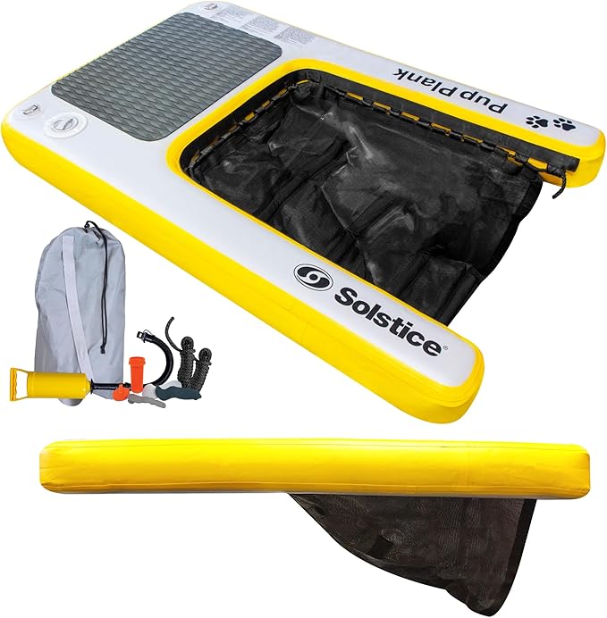 SOLSTICE Inflatable Pup Plank, Dog Water Ramp for Boats and Docks, XL, 200 lb Capacity - Floating Platform for Pets for Lake, River, Beach & Swimming Pool, Includes Pump, Patent-Protected Design