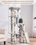 Yaheetech Cat Tree Cat Tower, 63in Multi-Level Kitten Tree for Indoor Kitty, Pet Condo Furniture with Scratching Posts, Large Top Perch, Hammock, Tall Climbing Stand for Kitty Play