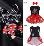 CuteBone Christmas Dog Dresses Velvet Holiday Small Dogs Clothes Onesie Pet Apparel Girl Puppy Skirt with Bow Hair Rope CVA54L-D