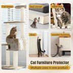 Cat Scratch Couch Furniture Protector, 90" x 16" Trimmable Anti-Scratch Couch Protector from Cat Claws with Double Self-Adhesive Carpet, Great for Sofa & Indoor Wooden Furniture (White)