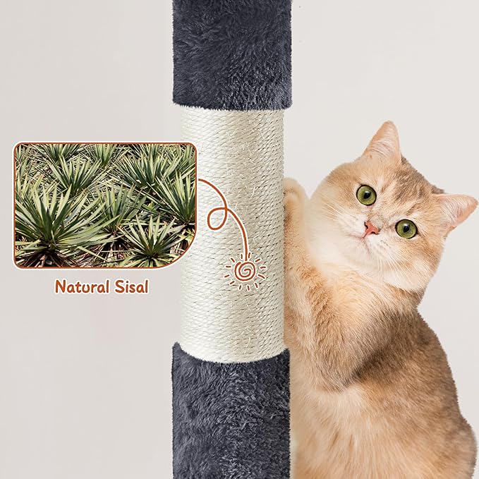 Topeakmart Cat Tree 76inch, Large Cat Tower with Condo Scratching Post for Inoor Cats Play Rest