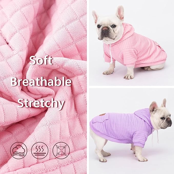 1 Pack Dog Hoodie Sweaters for Small Medium Dogs Warm Dog Clothes for Large Dogs Soft Waffle-Like Laminated Sweatshirt Bulldog