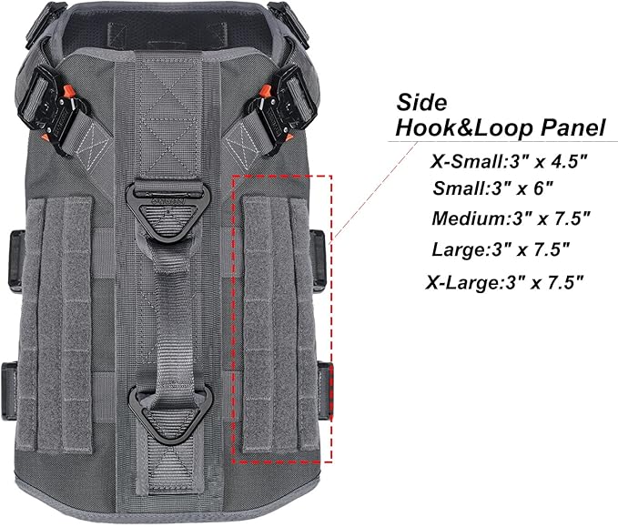 ICEFANG GN3 Tactical Dog Harness with 6X Buckle,Dog Molle Vest with Handle,3/4 Body Coverage,Hook and Loop Panel for ID Patch,No Pulling Front Clip (L (28"-35" Girth), Wolf Gray)