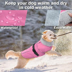 Lelepet Warm Dog Coats for Extra Large Dogs Waterproof Dog Winter Jacket Reflective Pet Fleece Vest Windproof Cold Weather Coats with Adjustable Buckle & Leash Hole, Pink, XXXL