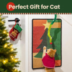 Cat Scratcher Mat,Sisal Cat Scratch Pad,Horizontal Floor Cat Scratching Pads Rug for Indoor Cats,Protector for Wall&Carpets&Sofas,Kitty Xmas-Gift, Includes Cat Toy (M, Christmas)