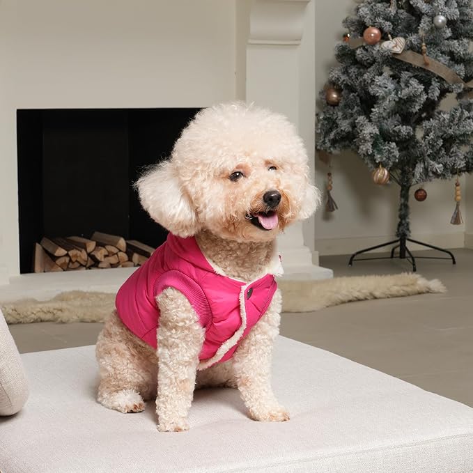 Fleece Lining Extra Warm Dog Hoodie in Winter for Large Dogs Jacket Pet Coats with Hooded Pink XL