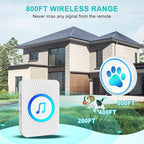 Dog Door Bell for Potty Training, Smart Wireless Doggie Doorbell to Go Outside, 1000 Feet Long Range with IP65 Waterproof Super-Light Touch Button, 60 Melodies & Adjustable Volume (White)