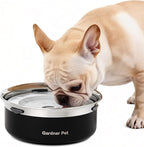 Gardner Pet Slow Water Bowl for Dogs, 2L/68oz Spill-Proof Pet Water Bowl with Floating Disk & Filter Screen, Stainless Steel No-Spill Water Dispenser for Medium Pets