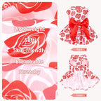 PUPTECK Dog Wedding Dress Outfit Puppy Cute Small Dogs Clothes,Rose,M