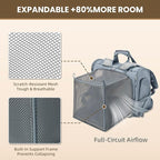 Lollimeow Expandable Cat Carrier Backpack for Large Cats - Airline Approved Pet Carrier Backpack for Small Dogs, Hiking & Travel, Waterproof with Breathable Mesh, 22lbs Capacity (Light Grey, Large)