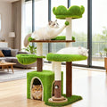 Cat Tree Tower with Large Cat House,Three Platforms Jumping and Sleeping for Cats Multi-Functional for Kittens and Adult Cats (Green)